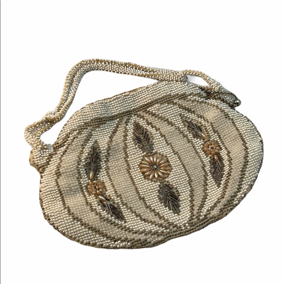 Antique Handbags - Antique micro bead Czech Purse wristlet mini purse glass beads
